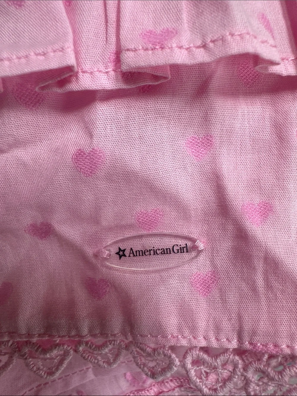 American Girl Pink Layered Ruffle Mini Skirt with Heart Print
